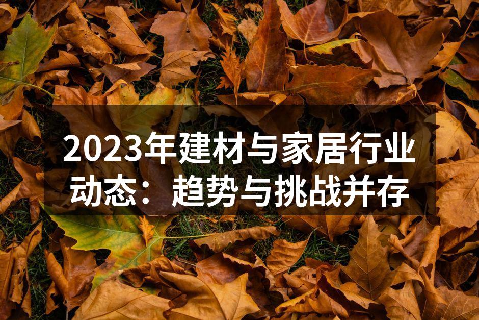2023年建材与家居行业动态：趋势与挑战并存
